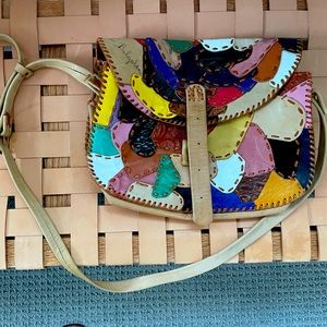 Vintage patchwork leather shoulder bag